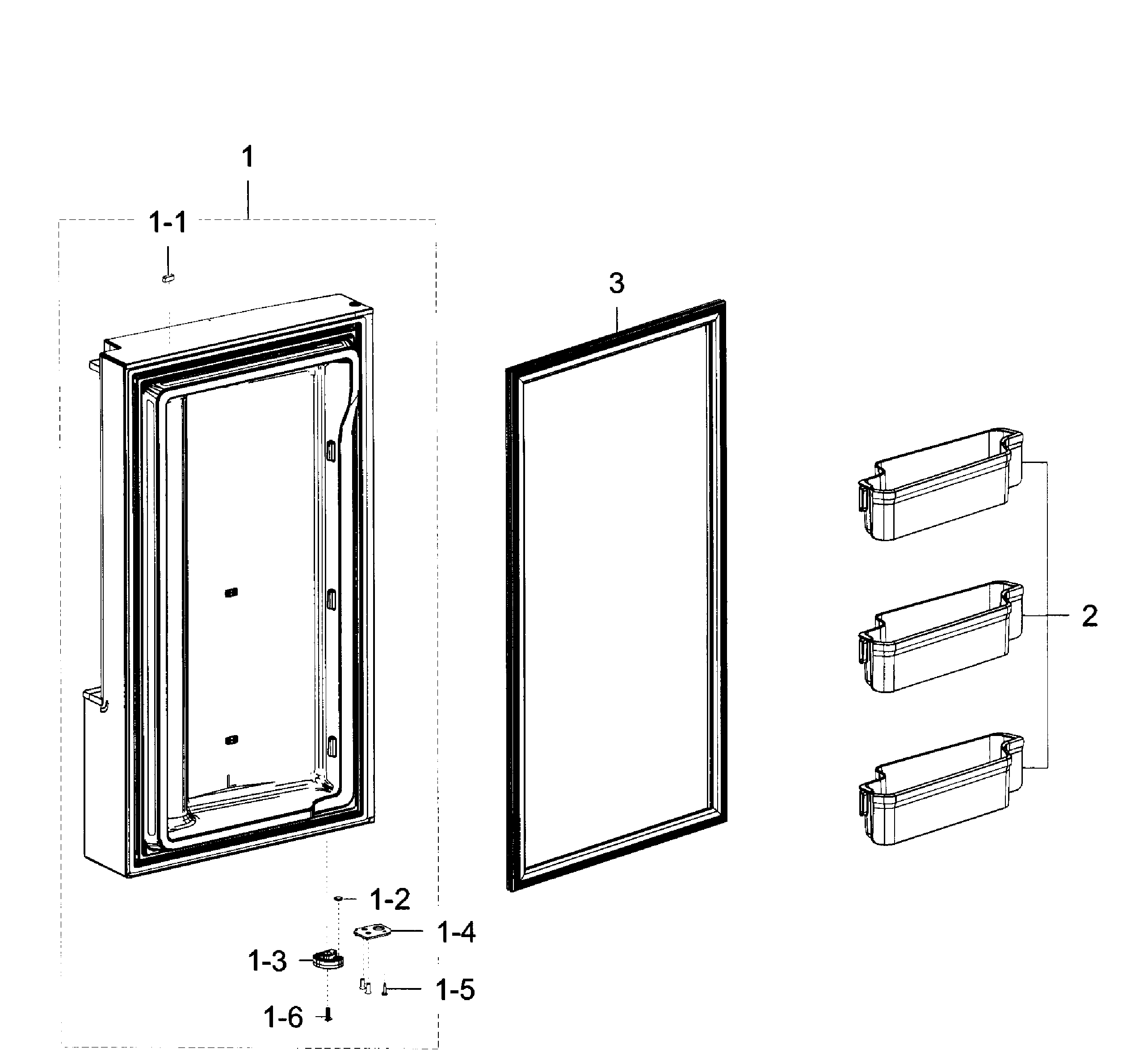 Freezer Door L Diagram and Parts List for RF23J9011SR AA-0005 Samsung Refrigerator