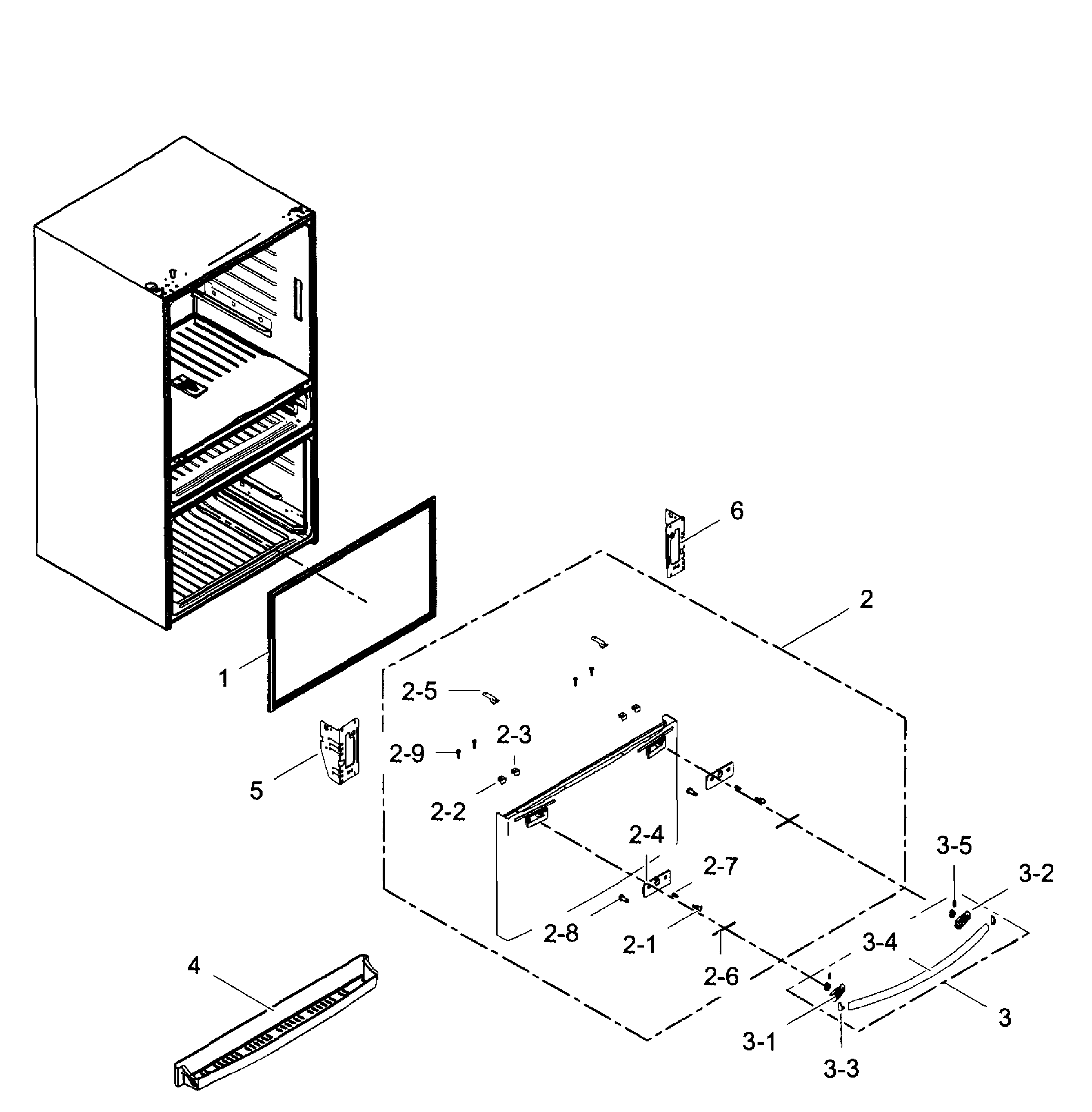 Freezer Door Diagram and Parts List for RF28HMEDBSR AA-0011 Samsung Refrigerator