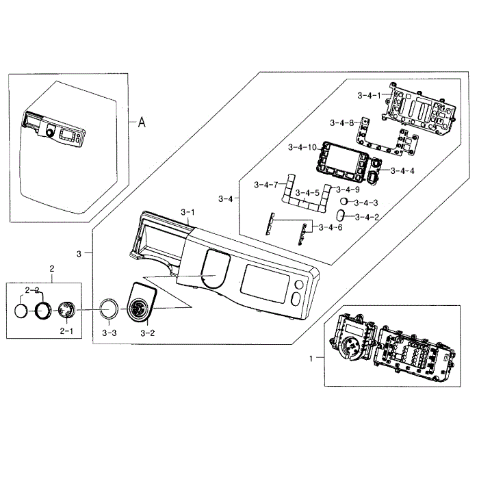Control Panel Diagram and Parts List for WF331ANW XAA-04 Samsung Washer