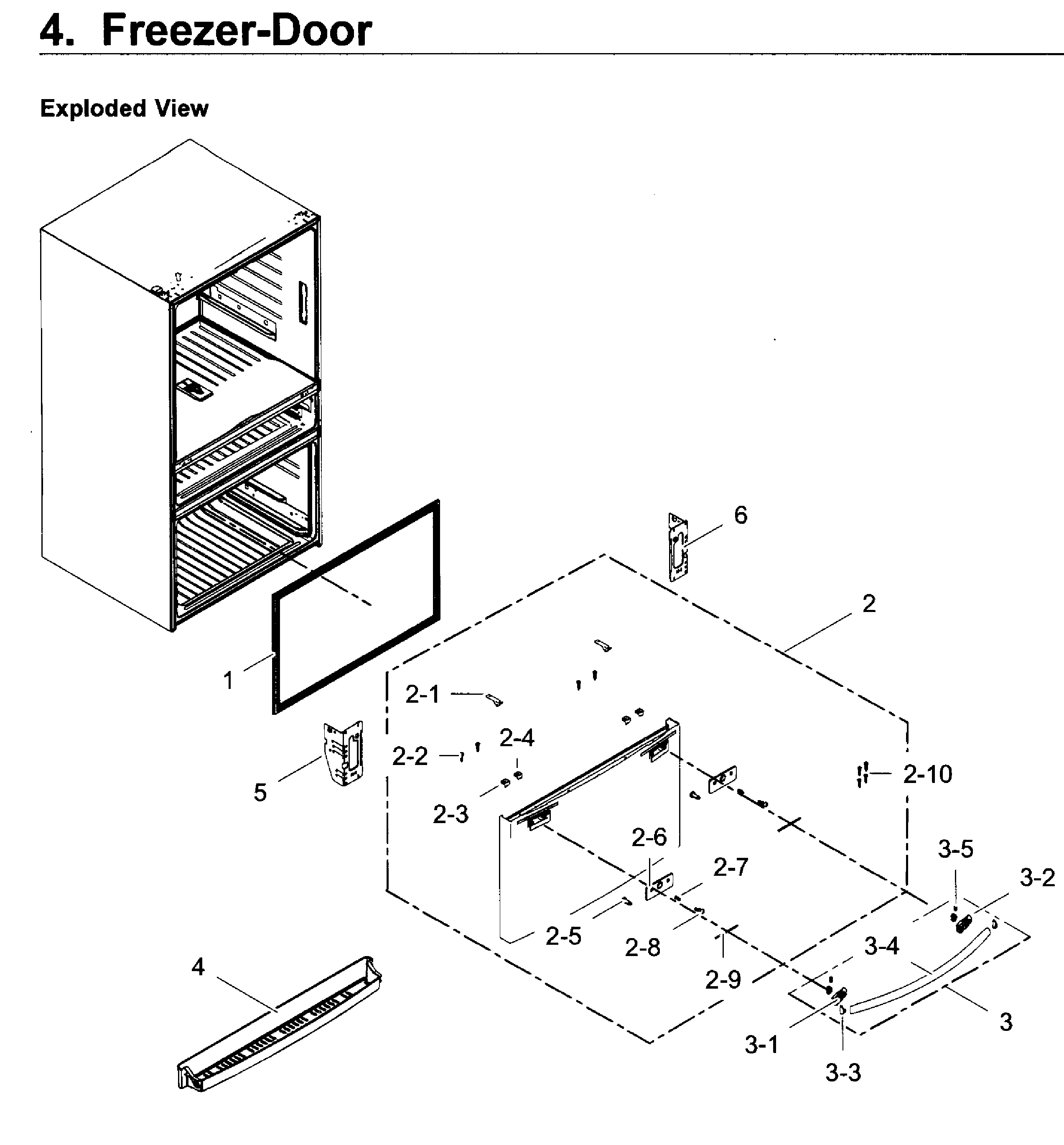 Freezer Door Diagram and Parts List for RF28JBEDBSR AA-0003 Samsung Refrigerator