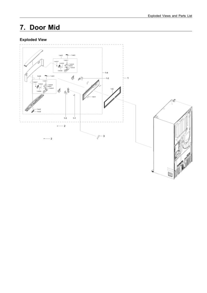 Mid Door Parts Diagram and Parts List for RF24R7201SR AA-00 Samsung Refrigerator