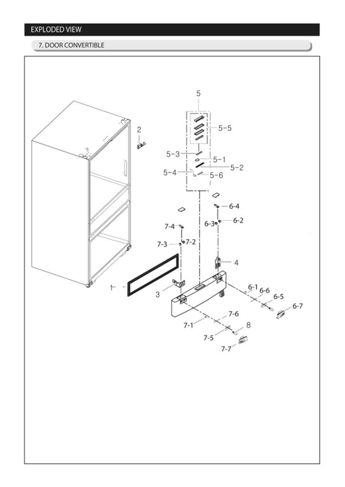 Convertible Door Parts Diagram and Parts List for RF25HMIDBSR AA-00 Samsung Refrigerator