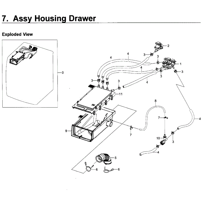 Housing-Drawer Diagram and Parts List for WF50K7500AW A2-11 Samsung Washer