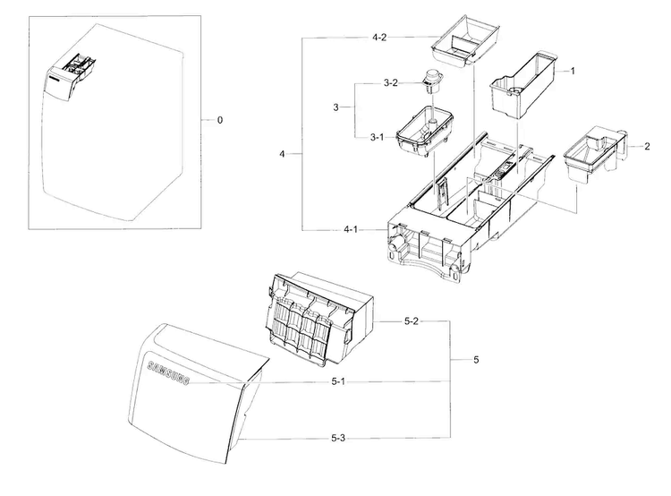 Drawer Diagram and Parts List for WF435ATGJRA A2-0000 Samsung Washer