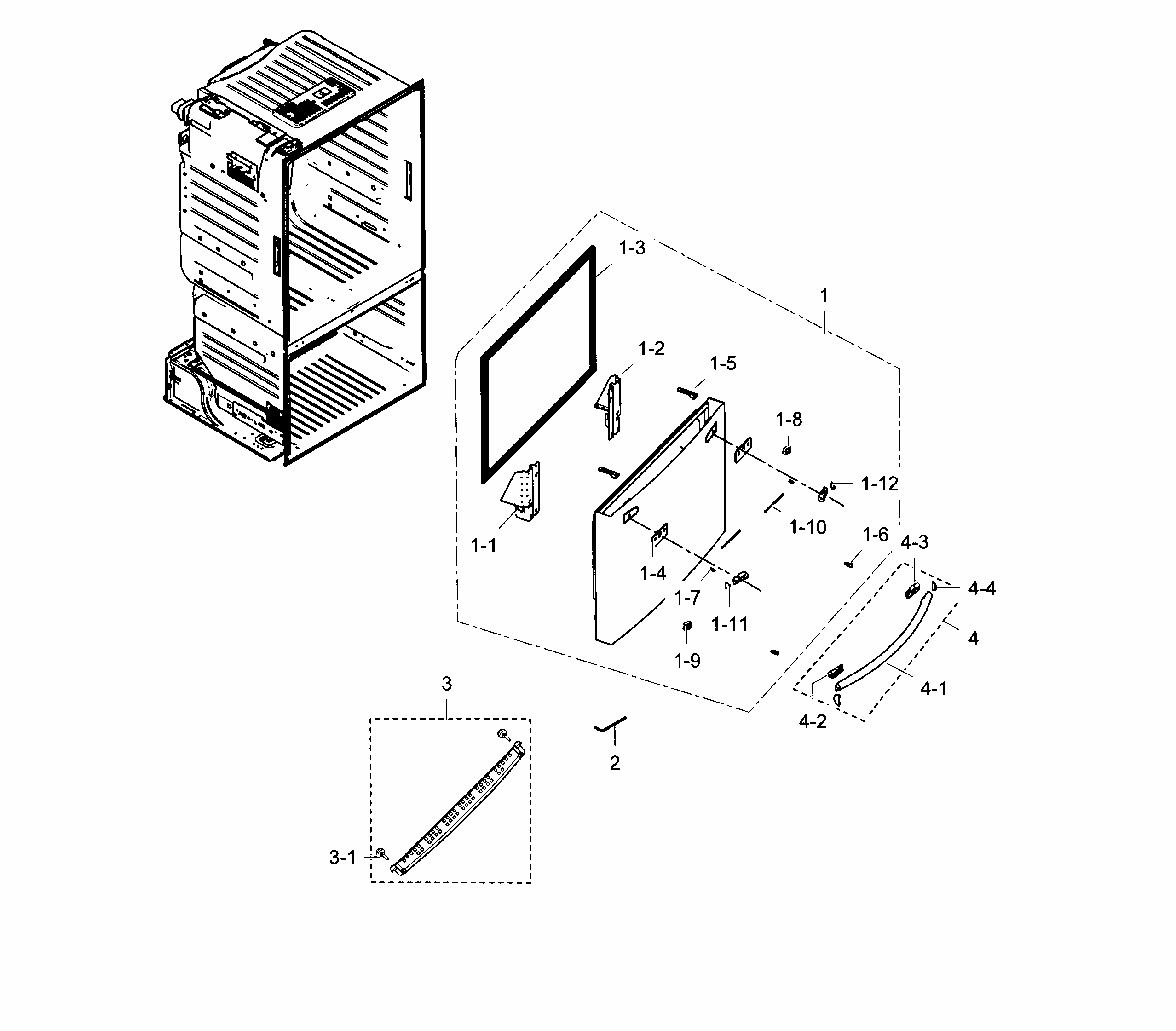 Freezer Door Diagram and Parts List for RF28HFEDTBC AA-0003 Samsung Refrigerator