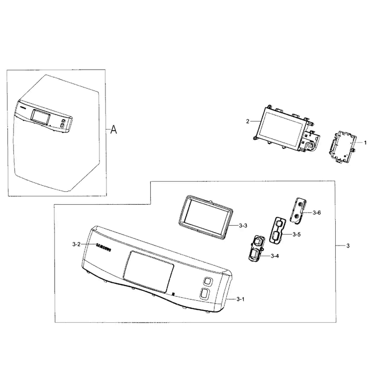 Control Panel Diagram and Parts List for DV457GVGSWR AA-0002 Samsung Dryer