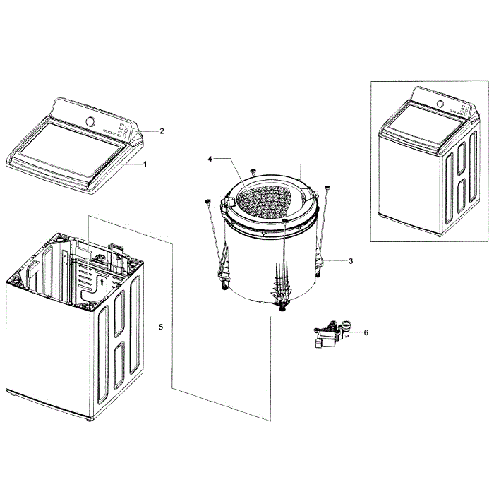 Main Assembly Diagram and Parts List for WA456DRHDWR AA-01 Samsung Washer