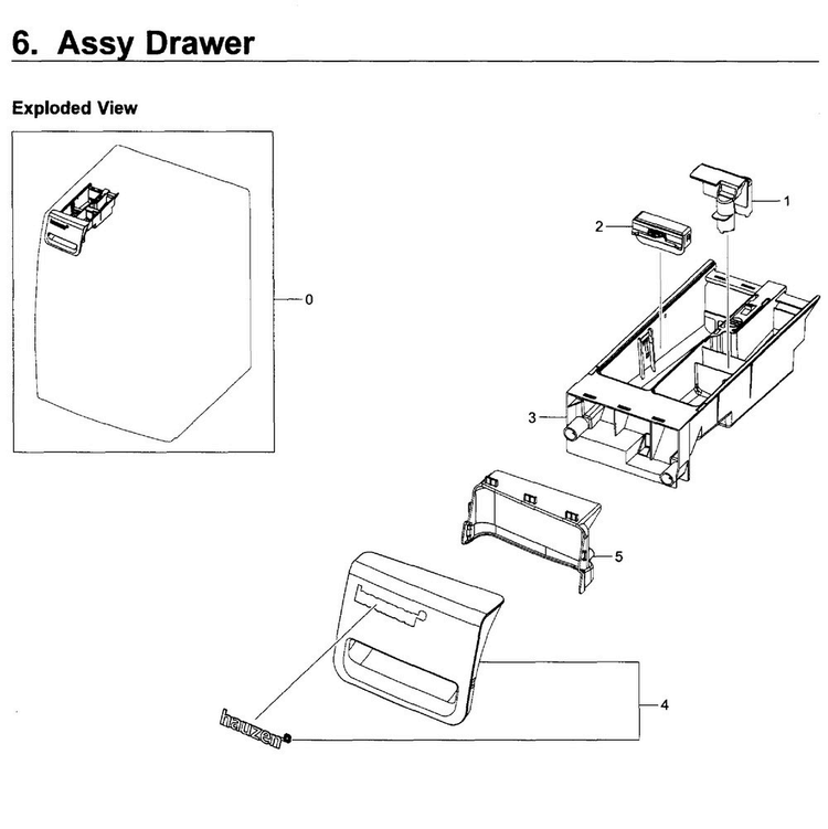 Drawer Asy Diagram and Parts List for WF219ANB XAA-0001 Samsung Washer