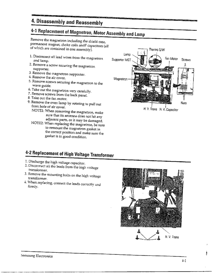 Disassembly And Reassembly Diagram and Parts List for MW5580W XAA Samsung Microwave