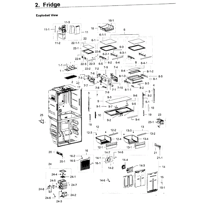 Fridge Diagram and Parts List for RF22K9581SG AA-02 Samsung Refrigerator
