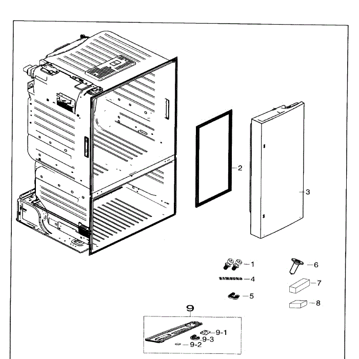 Right Door Diagram and Parts List for RF26HFENDWW AA-00 Samsung Refrigerator