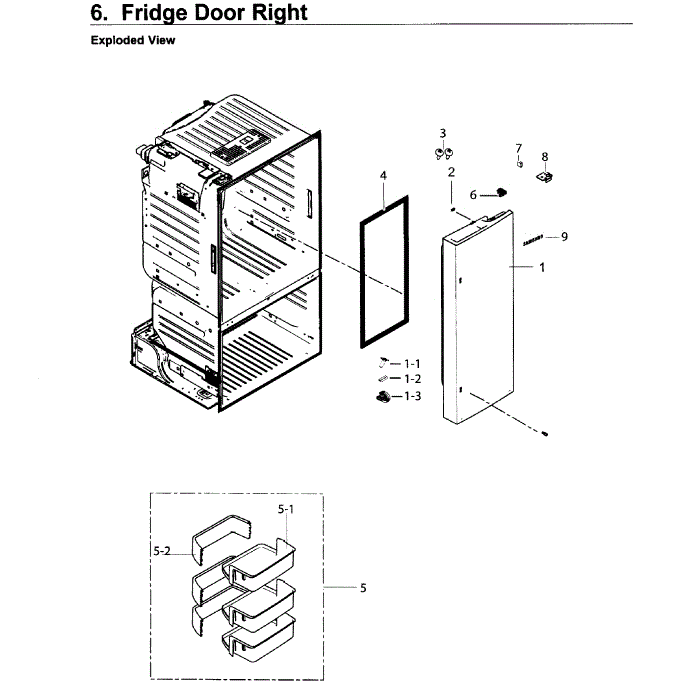 Fridge Door R Diagram and Parts List for RF26J7500SR AA-00 Samsung Refrigerator