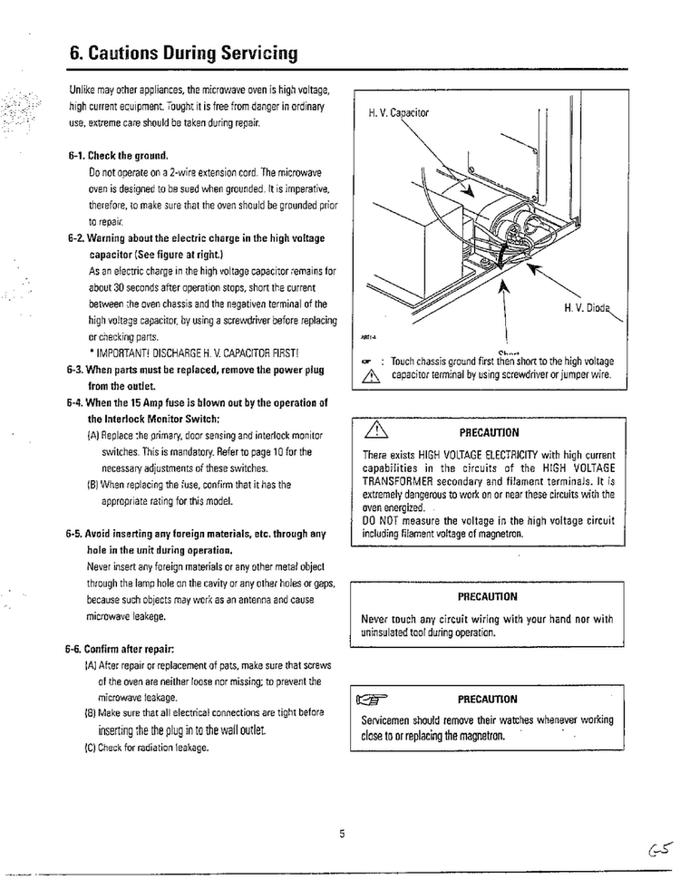 Cautions During Servicing Diagram and Parts List for MU3050W XAA Samsung Microwave