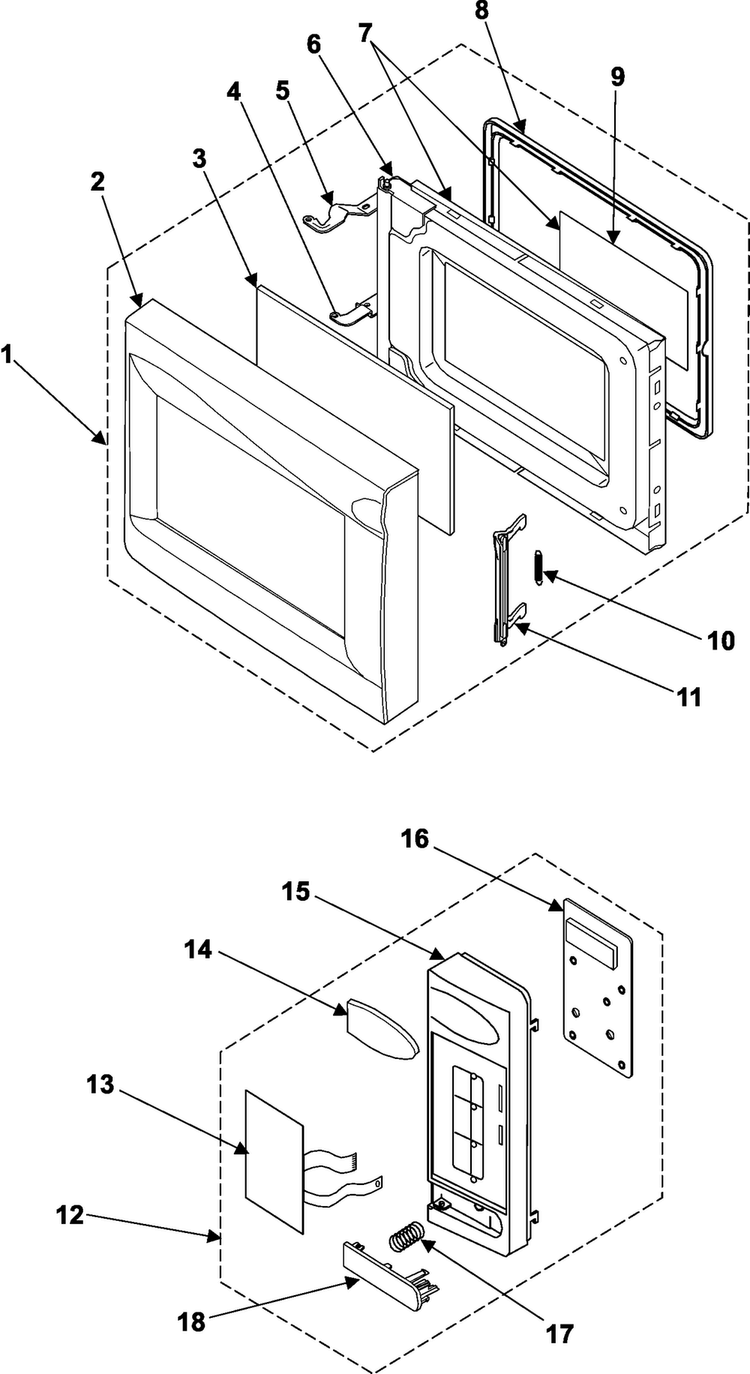 Control Panel/door Assembly Diagram and Parts List for ME1460SB XAA Samsung Microwave