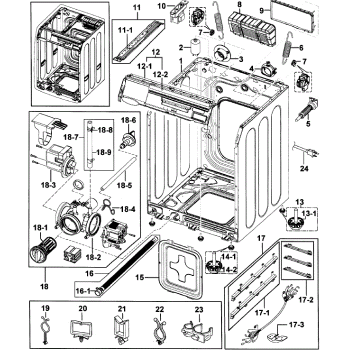 Cabinet Diagram and Parts List for WF448AAP XAA-00 Samsung Washer