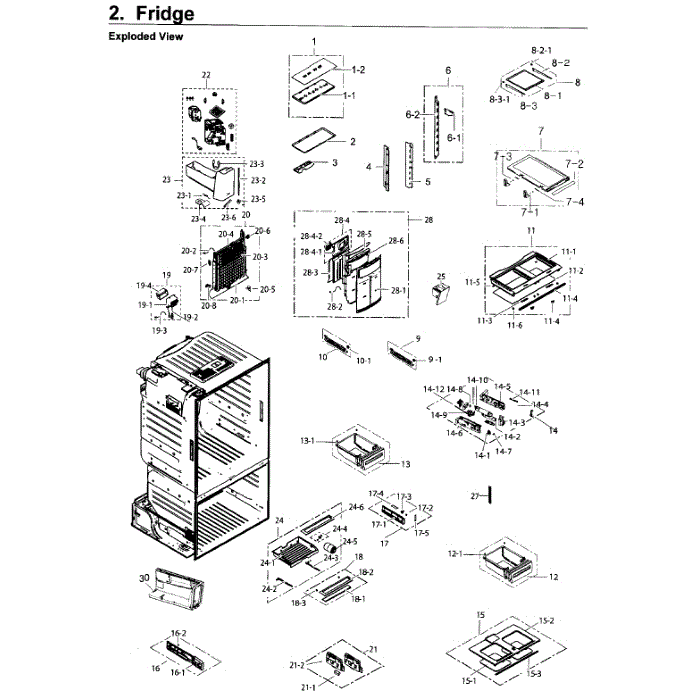 Fridge Diagram and Parts List for RF26J7500BC AA-03 Samsung Refrigerator