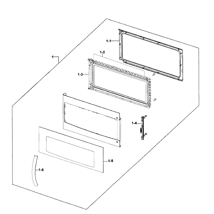 Door Assembly Diagram and Parts List for SMH1816W XAA-00 Samsung Microwave Oven Combo