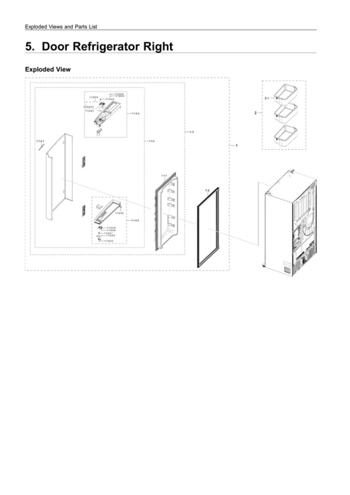 Right Refrigerator Door Parts Diagram and Parts List for RF24R7201SR AA-00 Samsung Refrigerator