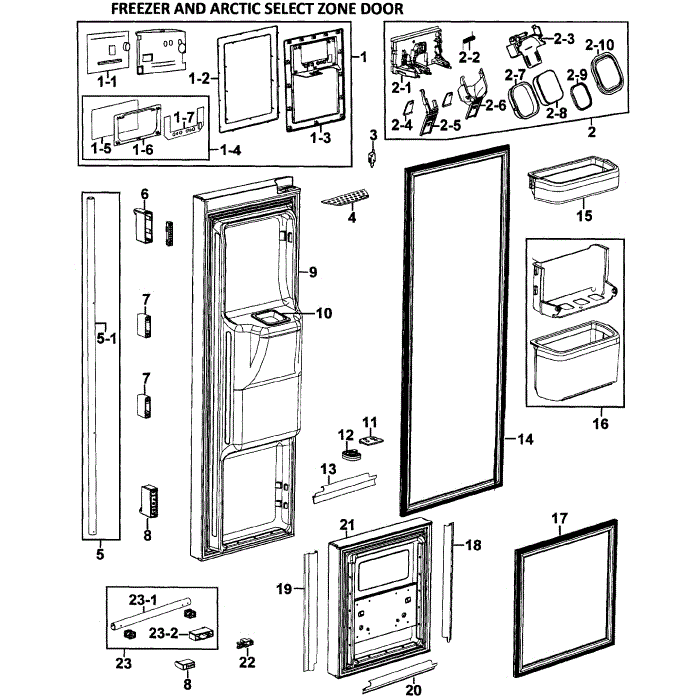 Left Doors Diagram and Parts List for RM255LARS XAA-00 Samsung Refrigerator