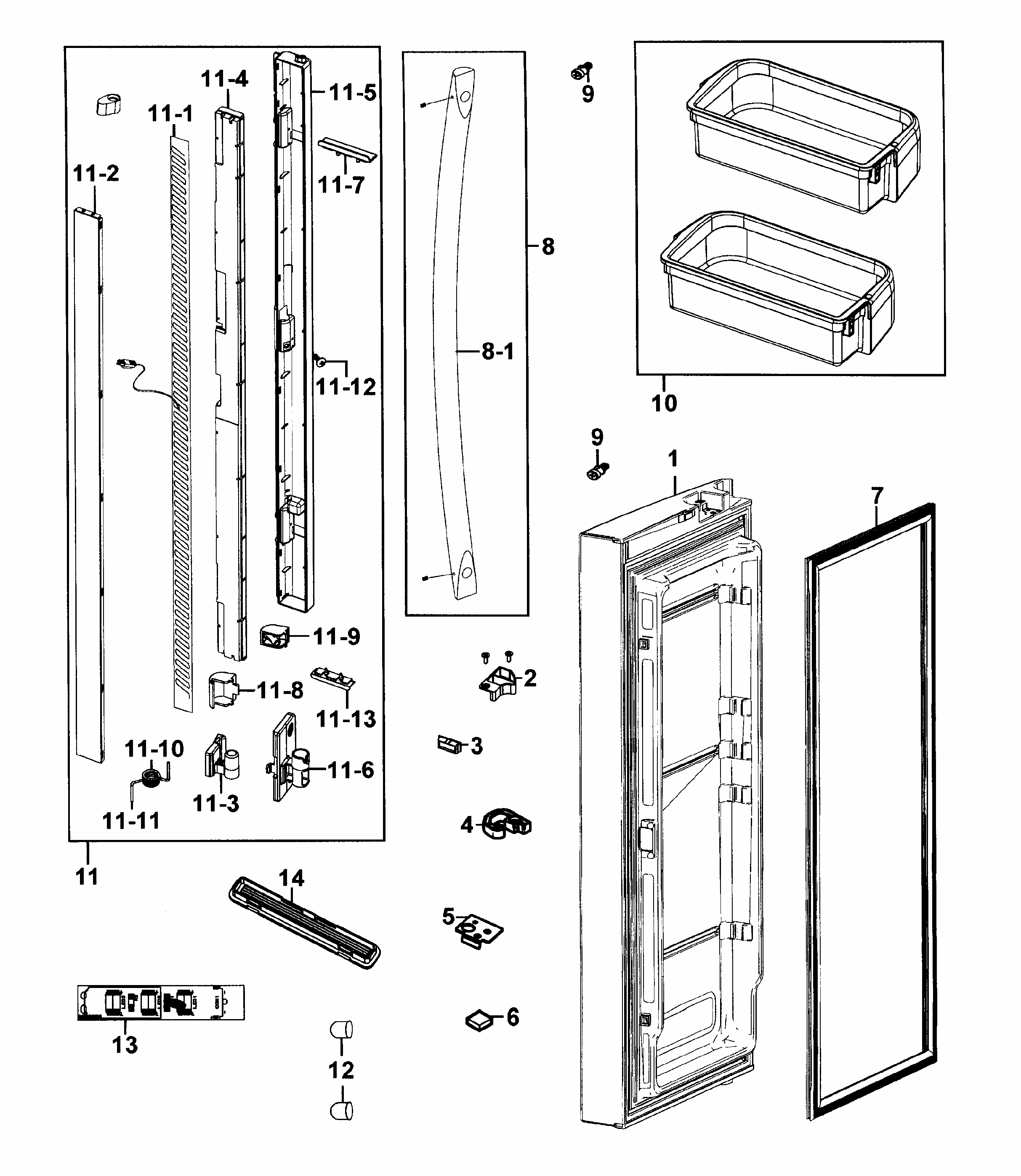 Door Left Diagram and Parts List for RF266AZRS XAA-0000 Samsung Refrigerator
