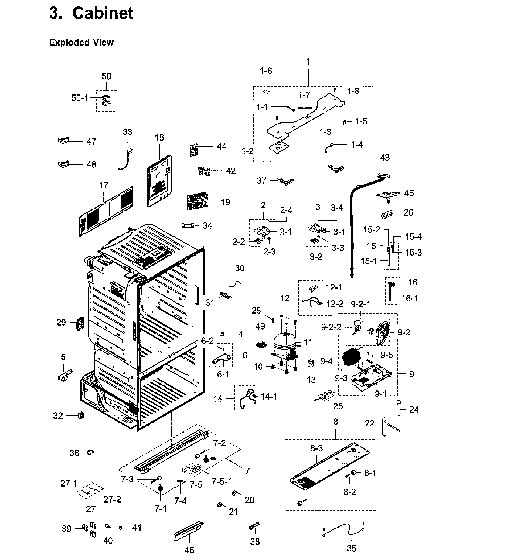 Cabinet Diagram and Parts List for RF23HCEDBWW AA-0008 Samsung Refrigerator