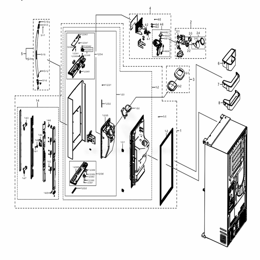 Fridge Door Left Diagram and Parts List for RF28NHEDBSR (AA)(0001) Samsung Refrigerator