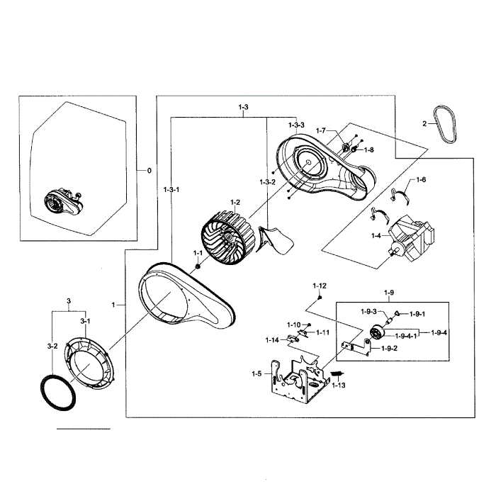Motor Assembly Diagram and Parts List for DV456GWHDWR AA-01 Samsung Dryer