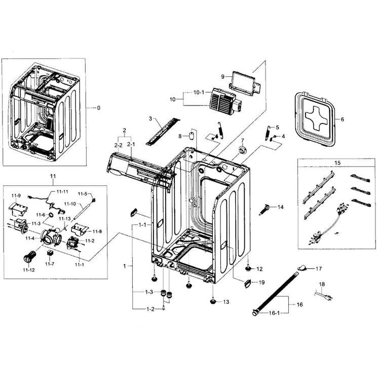 Cabinet Diagram and Parts List for WF405ATPASU AA-0001 Samsung Washer