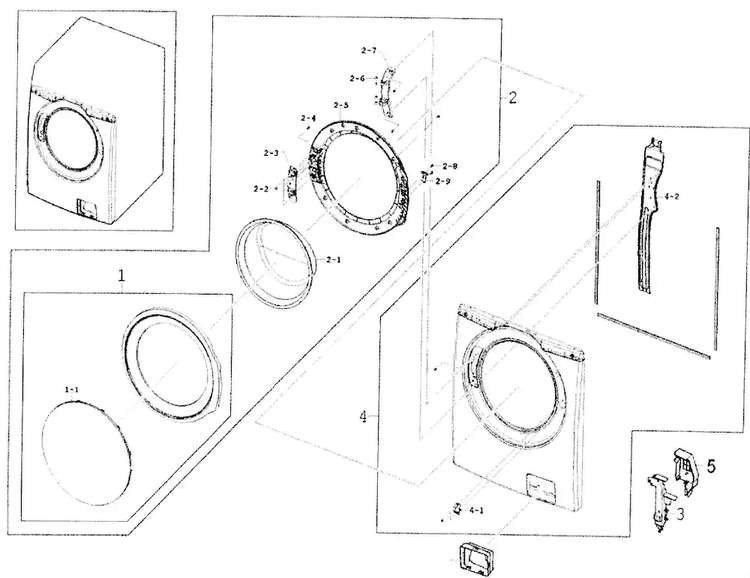 Door Diagram and Parts List for WF350ANR XAA-0000 Samsung Washer