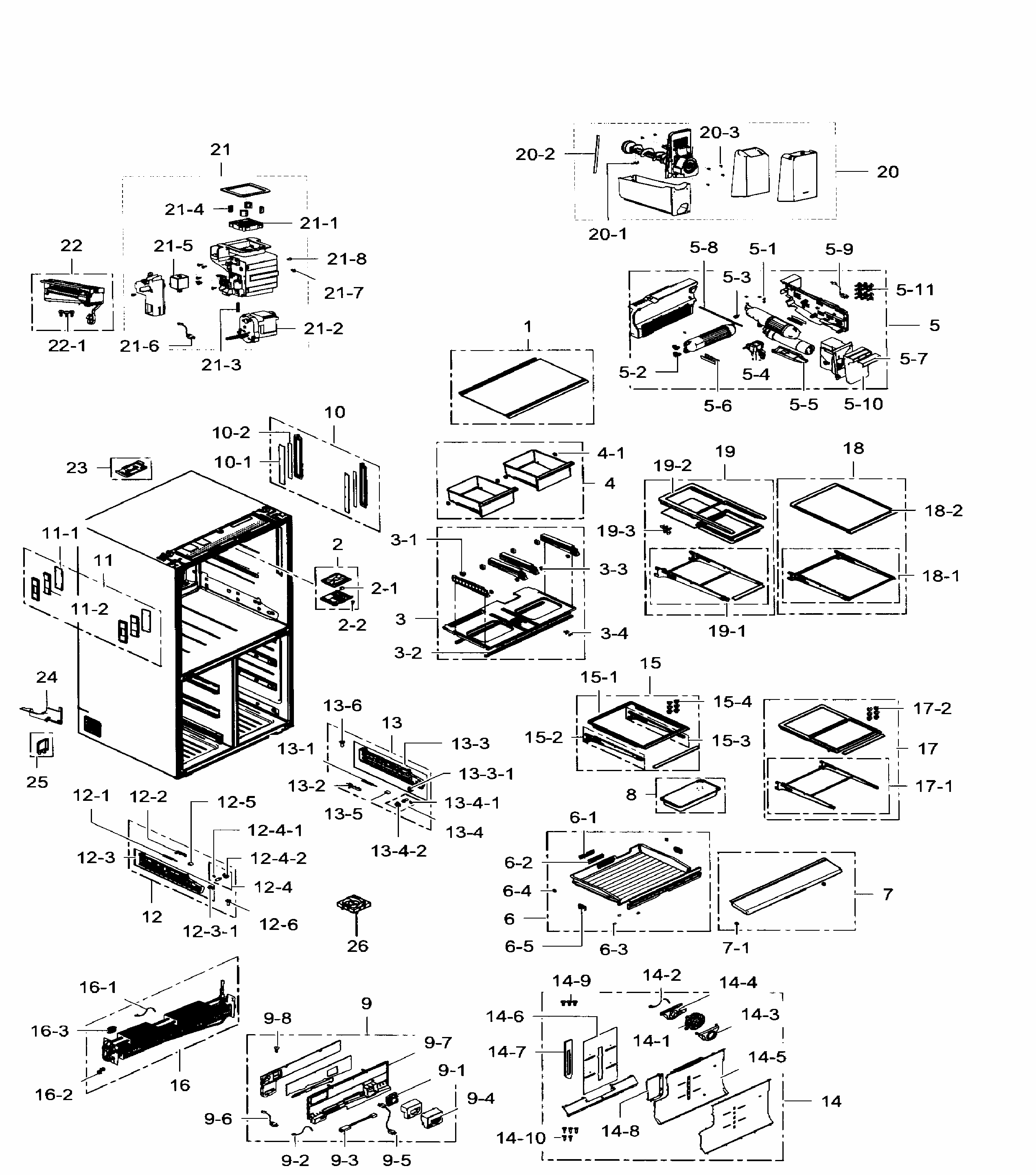 Fridge Diagram and Parts List for RF34H9960S4 AA-0002 Samsung Refrigerator