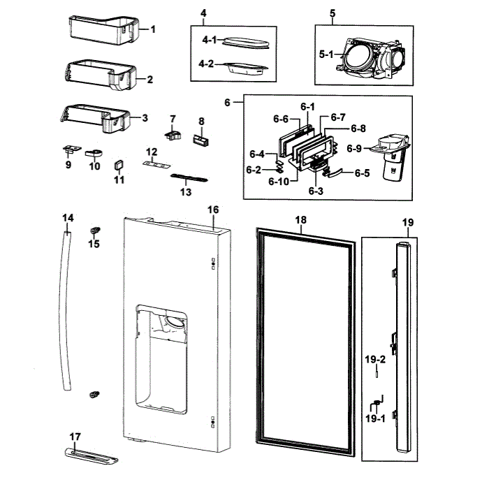 Refrigerator Door L Diagram and Parts List for RF4287HAPN XAA-00 Samsung Refrigerator