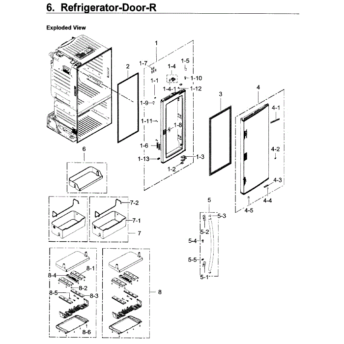 Fridge Door R Diagram and Parts List for RF22KREDBSG AA-00 Samsung Refrigerator
