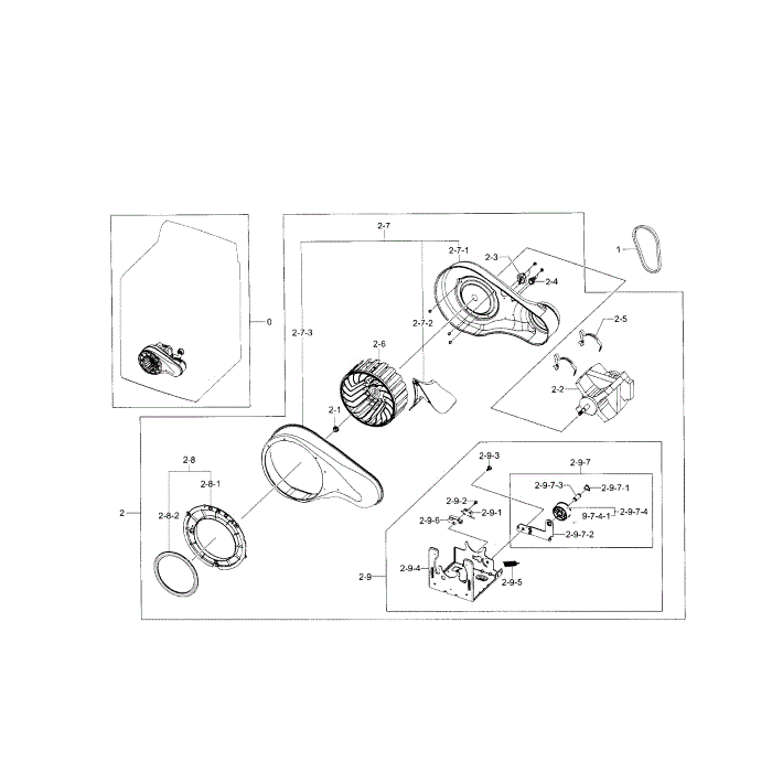 Motor Duct Diagram and Parts List for DV5471AGW XAA-00 Samsung Dryer
