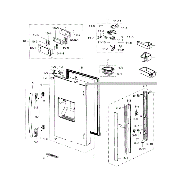 Left Door Diagram and Parts List for RF267ACBP XAA-00 Samsung Refrigerator