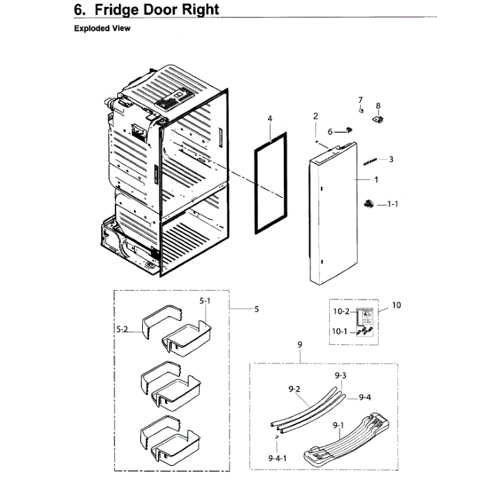Fridge Door R Diagram and Parts List for RF26J7500WW AA-02 Samsung Refrigerator