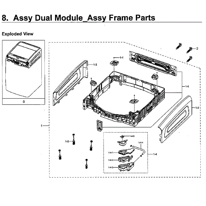 Frame 2 Diagram and Parts List for WV55M9600AV A5-01 Samsung Washer
