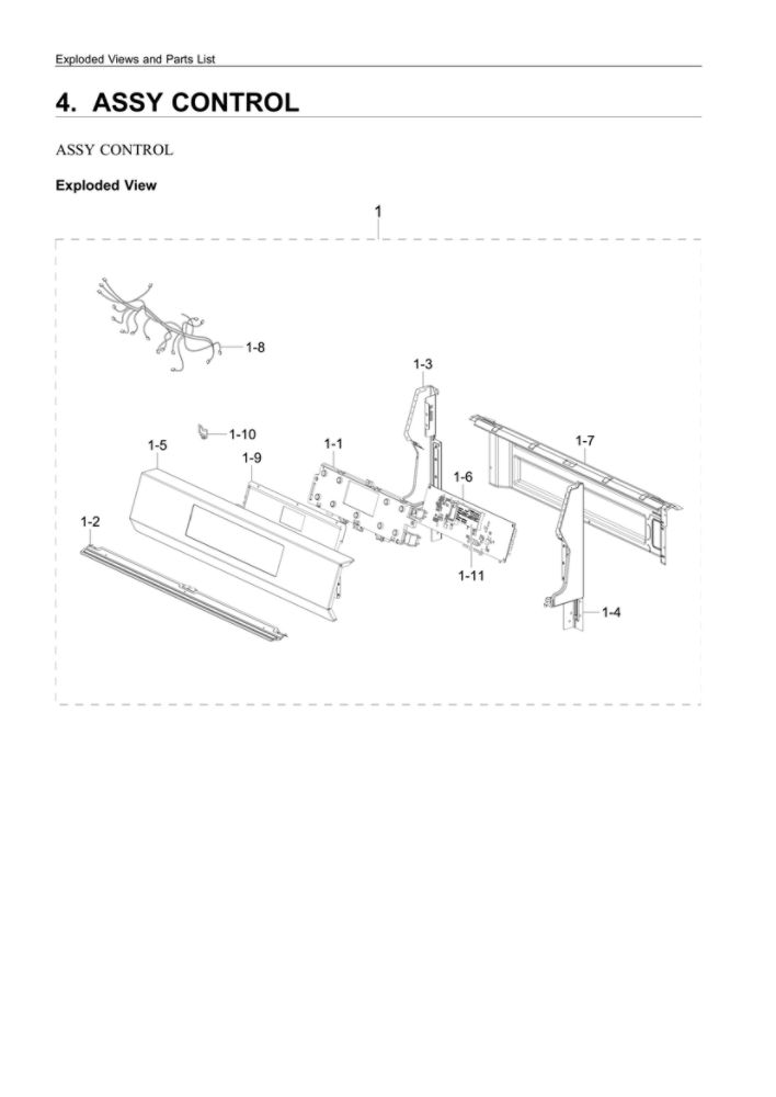 Control Assembly Diagram and Parts List for NX60A6311SS AA-00 Samsung Range