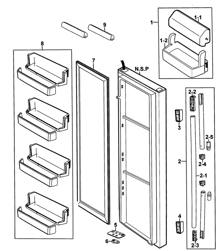 Right Door Diagram and Parts List for RS269LARS XAA-0000 Samsung Refrigerator