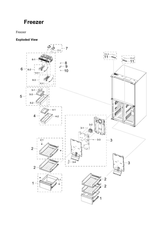 Freezer Parts Diagram and Parts List for RF29A9671SG AA-00 Samsung Refrigerator