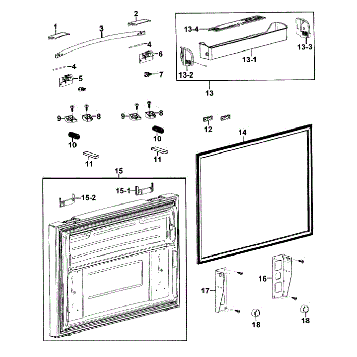 Freezer Door Diagram and Parts List for RFG293HAPN XAA-00 Samsung Refrigerator