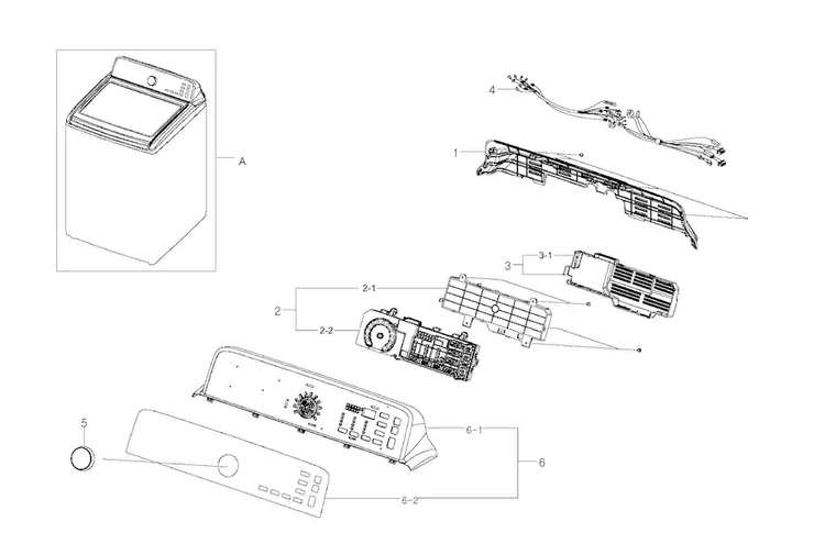 Control Panel Diagram and Parts List for WA456DRHDWR AA-0002 Samsung Washer