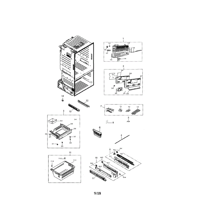 Freezer Diagram and Parts List for RF220NCTASP AA-00 Samsung Refrigerator