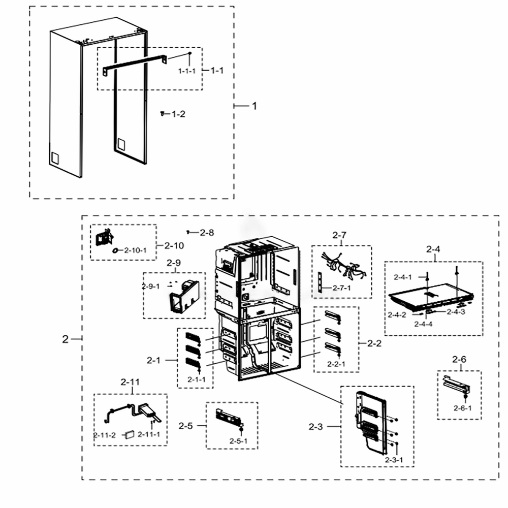 Cabinet 2 Diagram and Parts List for RF22K9381SG (AA)(0005) Samsung Refrigerator