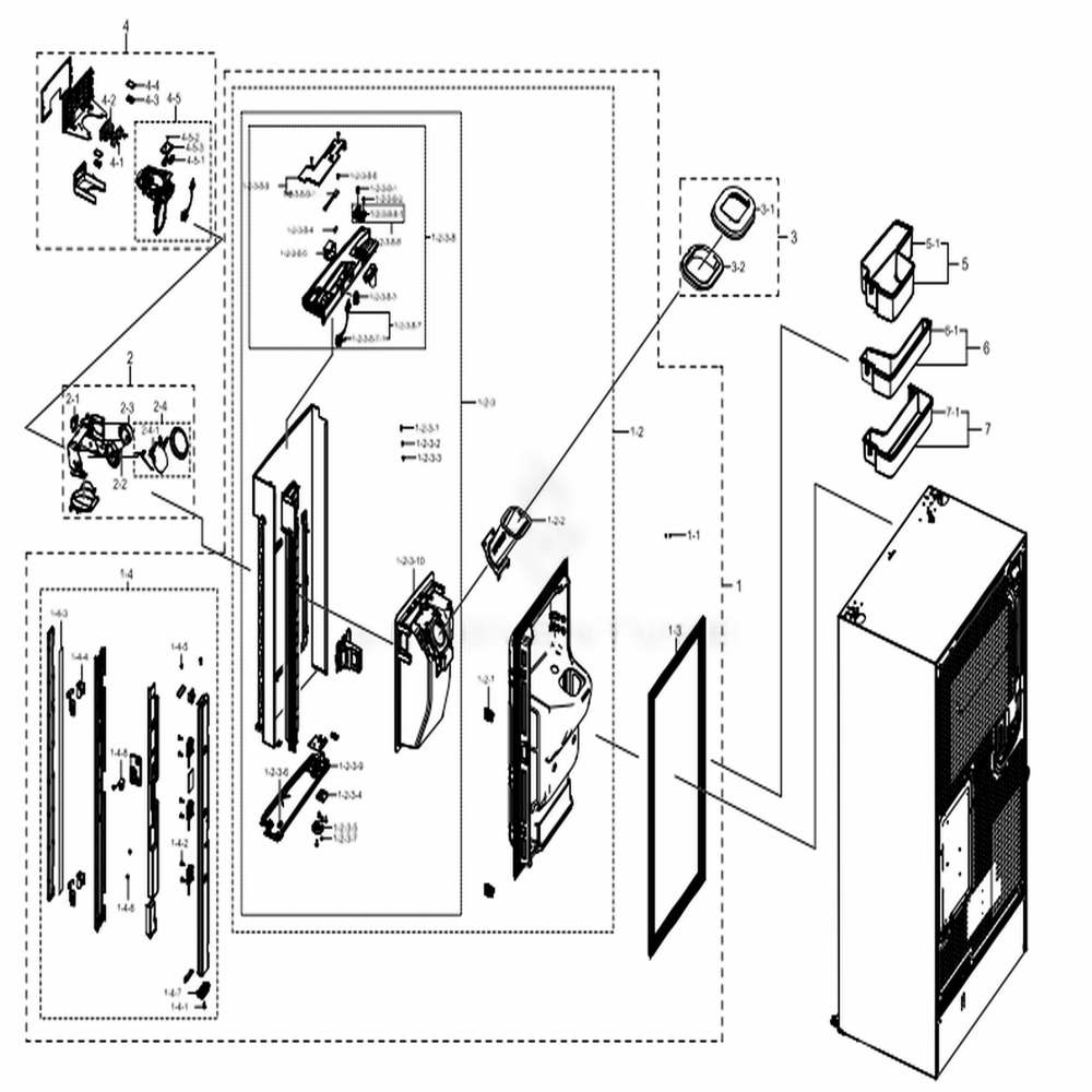 Fridge Door Left Diagram and Parts List for RF22N9781SR (AA)(0002) Samsung Refrigerator