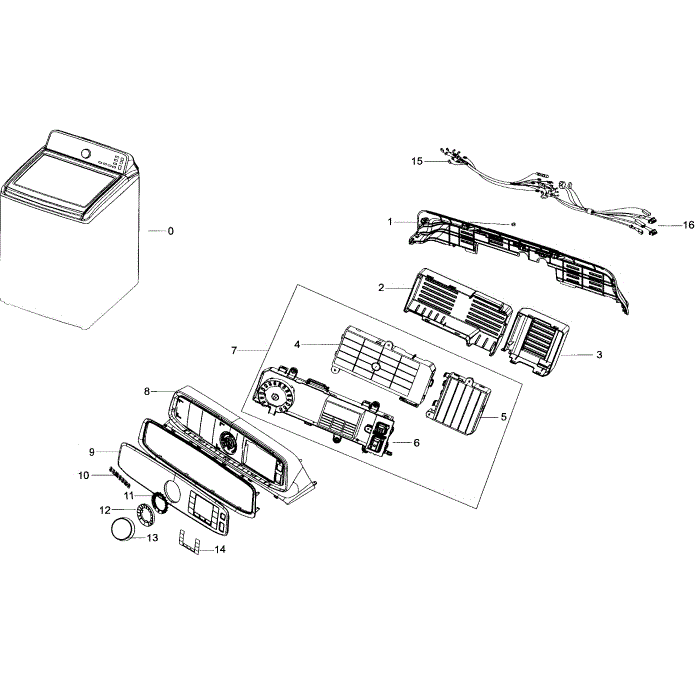 Control Panel Diagram and Parts List for WA56H9000AP A2-01 Samsung Washer