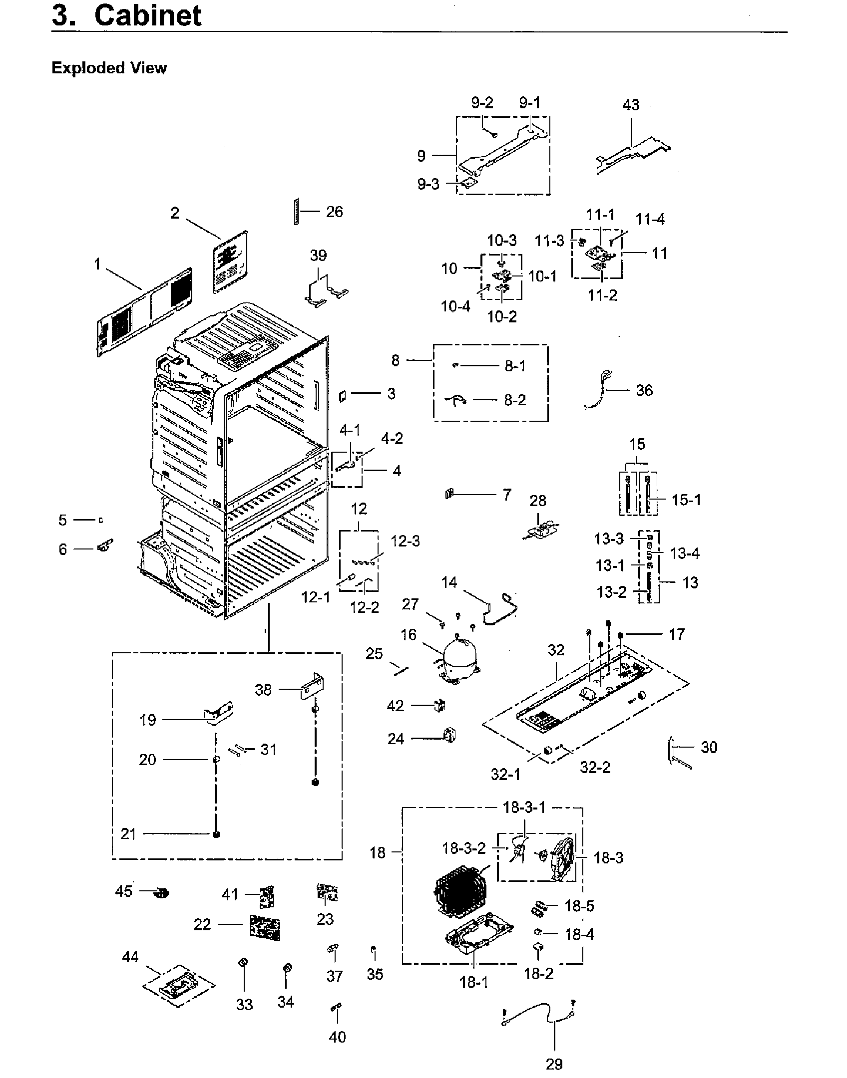 Cabinet Diagram and Parts List for RF28HMEDBWW AA-0011 Samsung Refrigerator