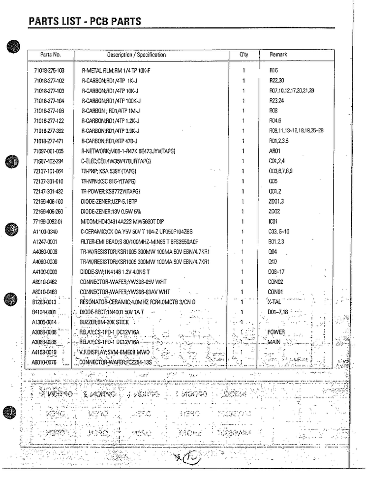 Microwave/pcb Parts Page 9 Diagram and Parts List for MW5330T XAA Samsung Microwave