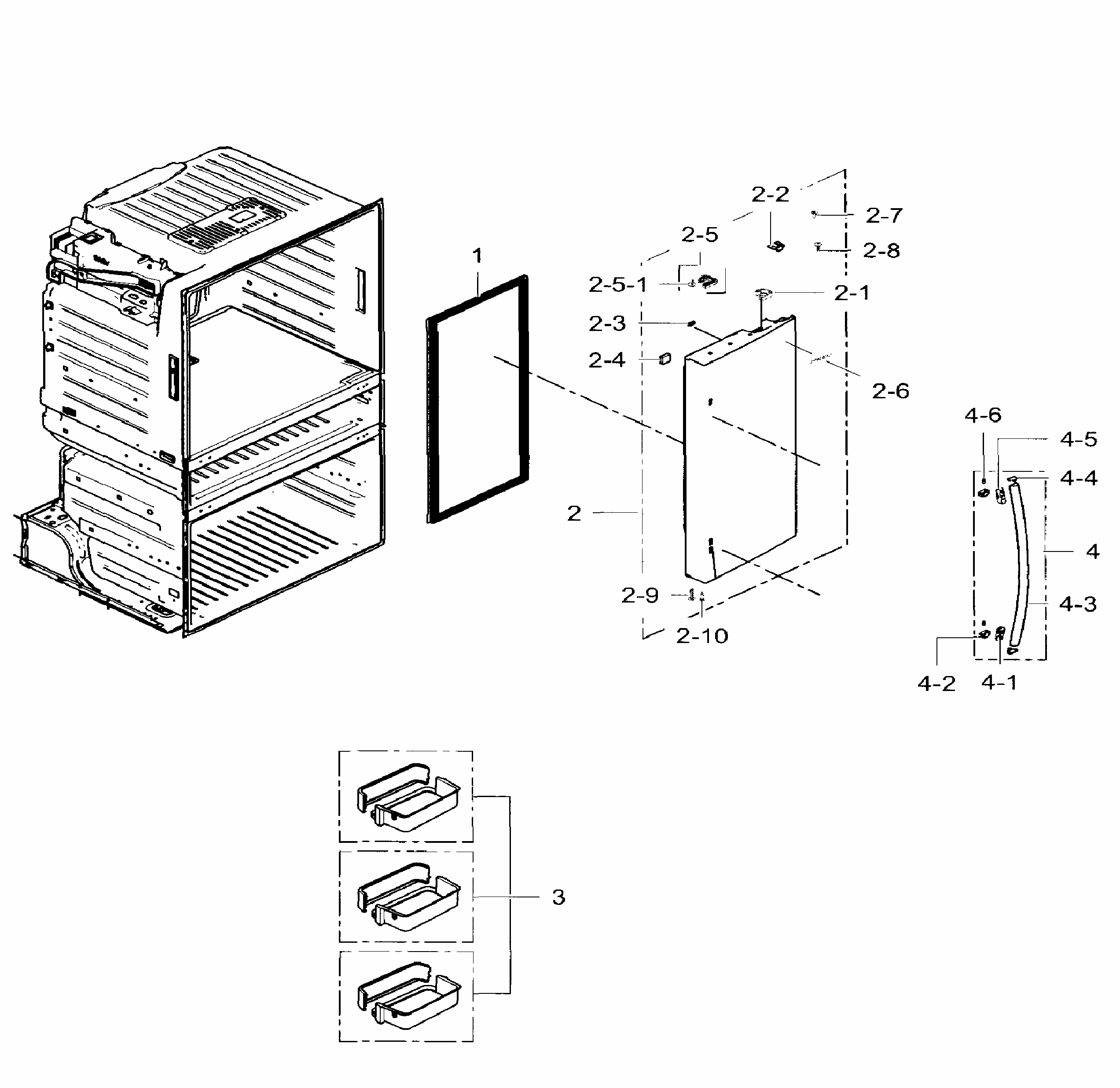 Right Door Diagram and Parts List for RF28HMEDBWW AA-0007 Samsung Refrigerator