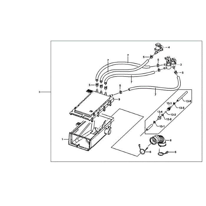 Drawer Housing Diagram and Parts List for WF511ABR XAA-01 Samsung Washer
