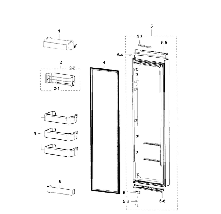 Right Door Diagram and Parts List for RSG307AARS XAA-0002 Samsung Refrigerator